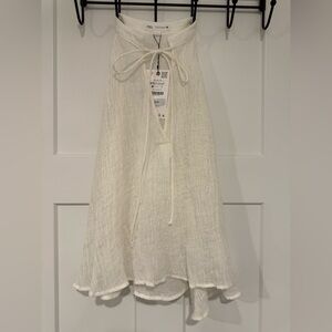 Zara Cream Halter Linen Blouse